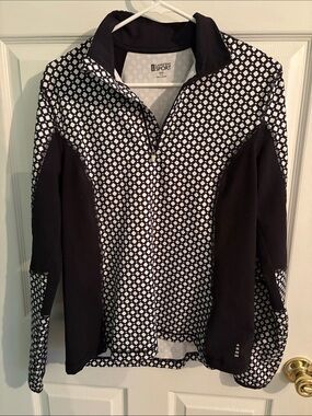 Lands' End Sport Black and White Geometric Zip Jacket